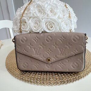 Louis Vuitton Empreinte Pochette Felicie Chain Wallet Tourterelle